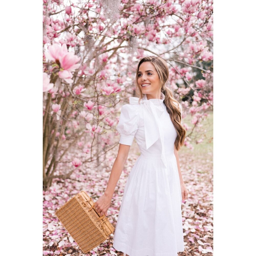 PRE-OWNED GIRL MEETS GLAM COLLECTION HANNA PUFF SLEEVE COTTON POPLIN DRESS SZ 6 - Picture 2 of 10